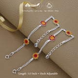 Smily Flower 925 Silver Anklet for Kids(6months - 3Years)