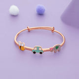 Tiny Tusker Ride Duo 18K Rose Gold Polish Silver Kids Bangles (0-5 Yrs)
