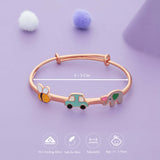 Tiny Tusker Ride Duo 18K Rose Gold Polish Silver Kids Bangles (0-5 Yrs)