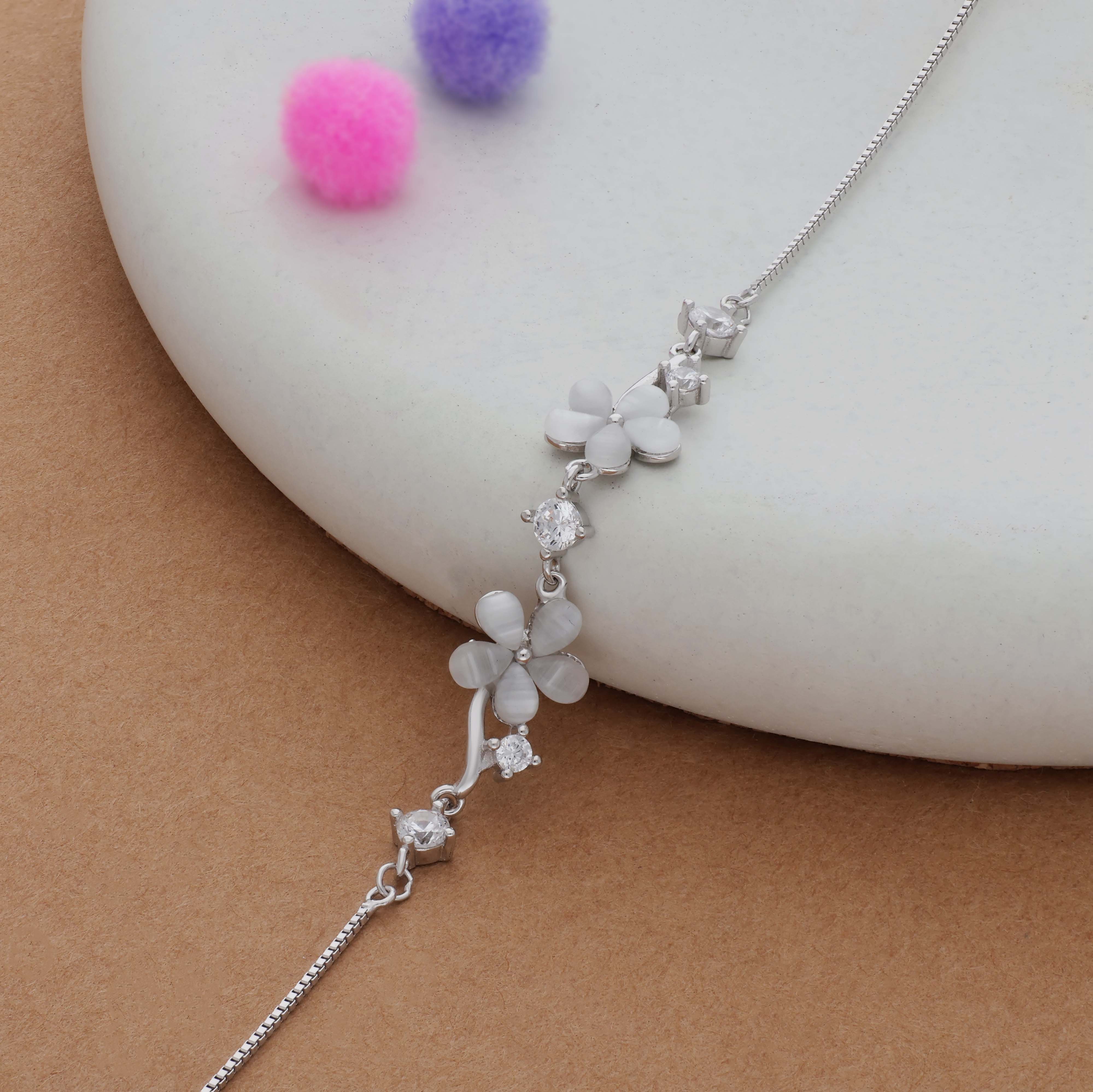 Dual Bloosam 925 Silver Bracelet