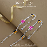 Cute Butterfly 925 Silver Anklet for Kids(6months - 3Years)