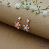 Lovely Snow Flake Rose Gold Polish 925 Silver Drop Earring