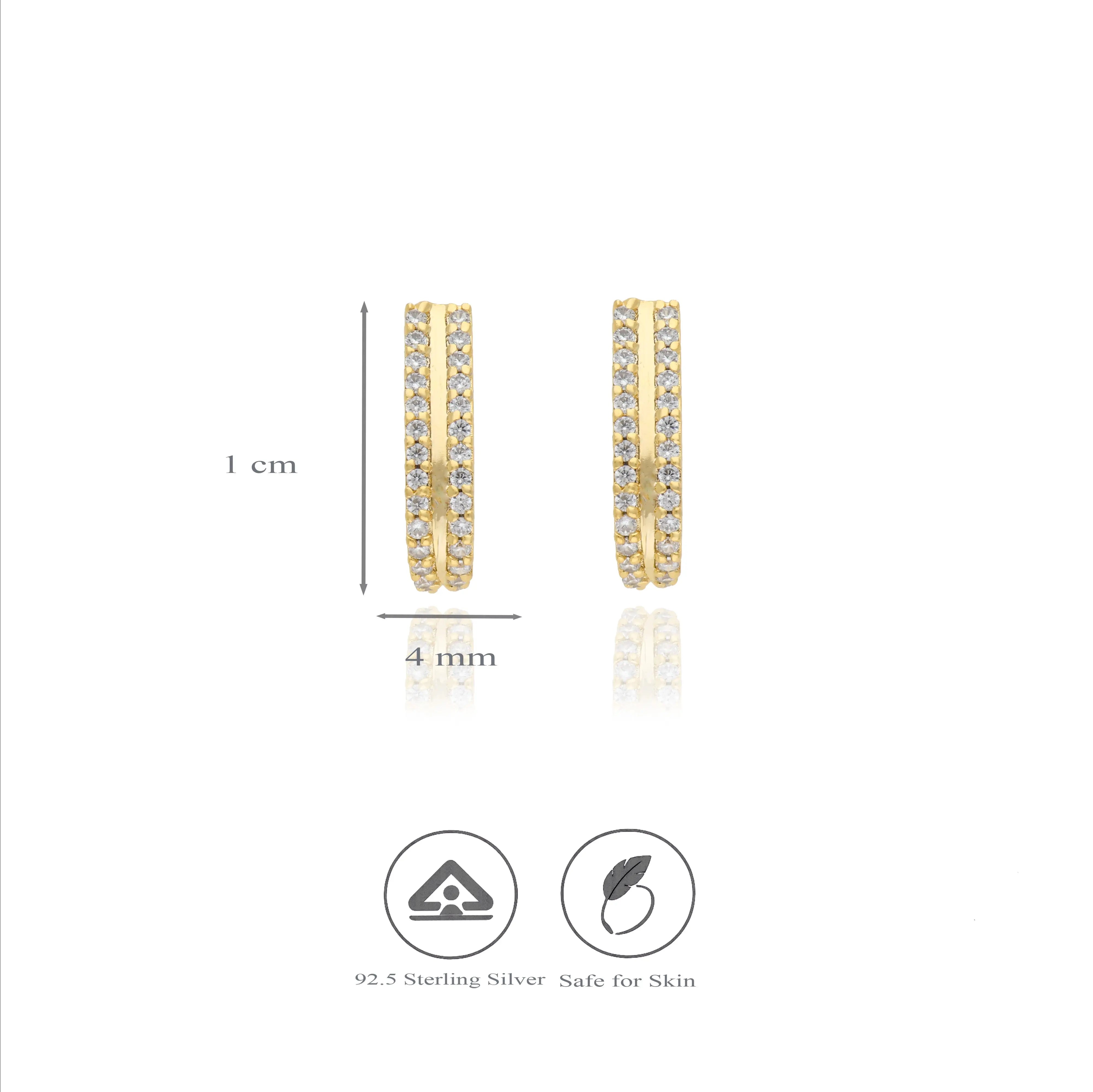 Pure 925 Silver Twin Line J-Shaped Earrings