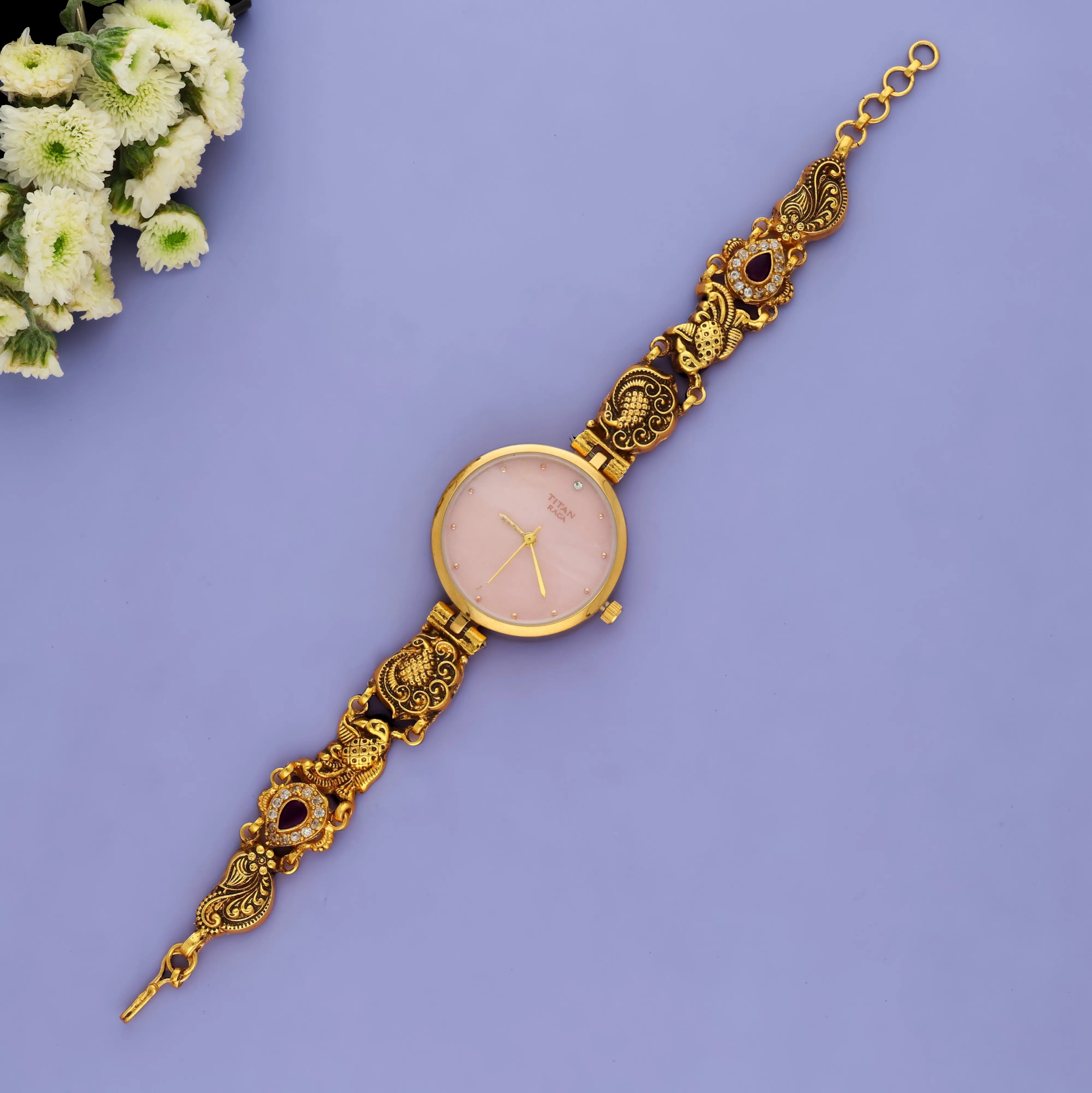 Blush Elegance 925 Silver Temple Watch