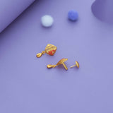Crimson Bloom Gold Polish 925 Silver Drop Earring