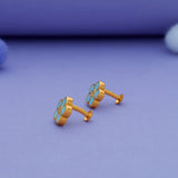 925 Pure Sterling Silver Sky Blue Floral Stud Earrings for Kids