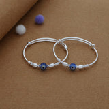 Evil Eye Beads Protector 925 Silver Kids Bangles (0-3 Yrs)
