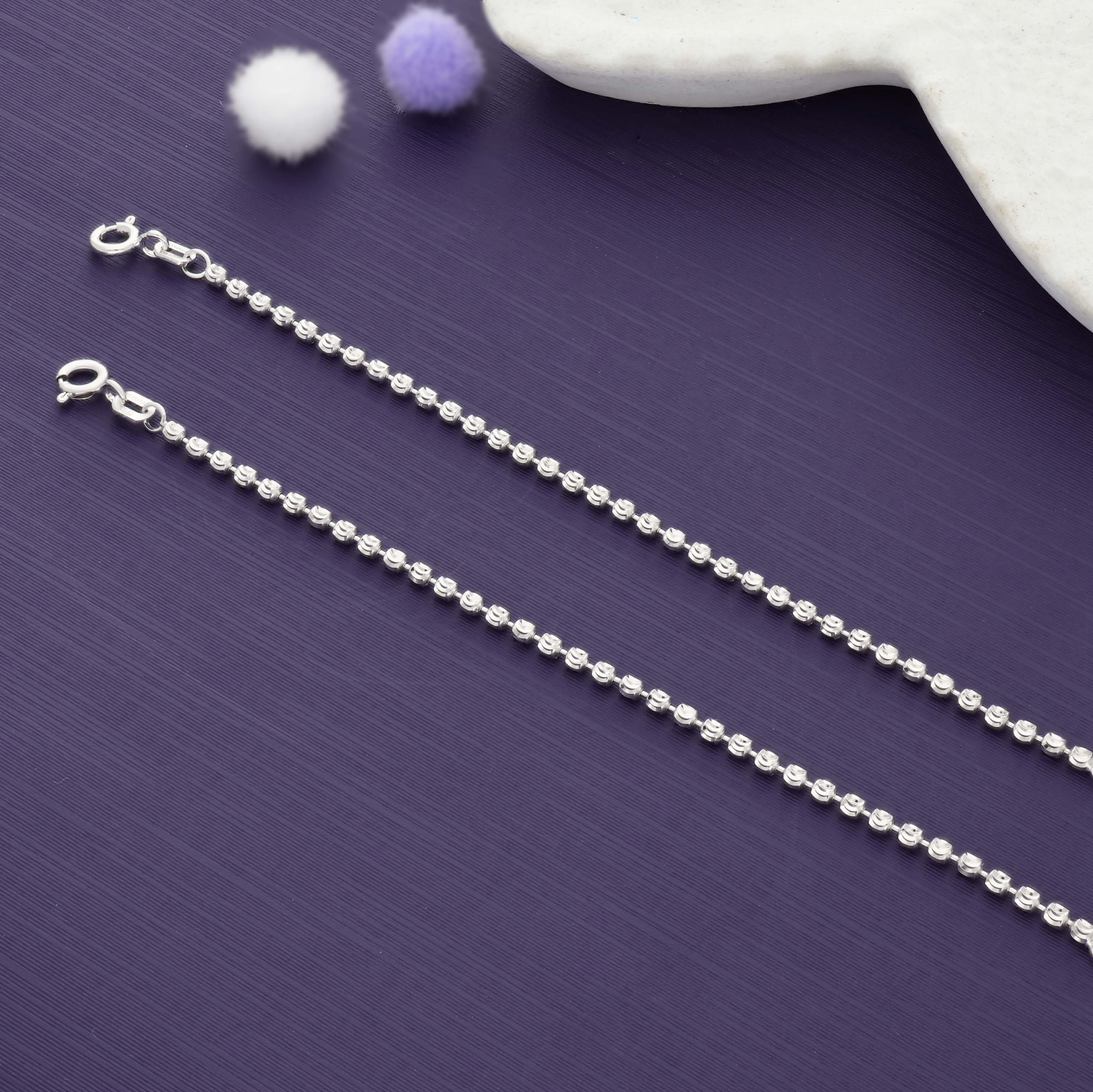 Midnight Sparkle 925 Silver Kid Anklet(Newborn)