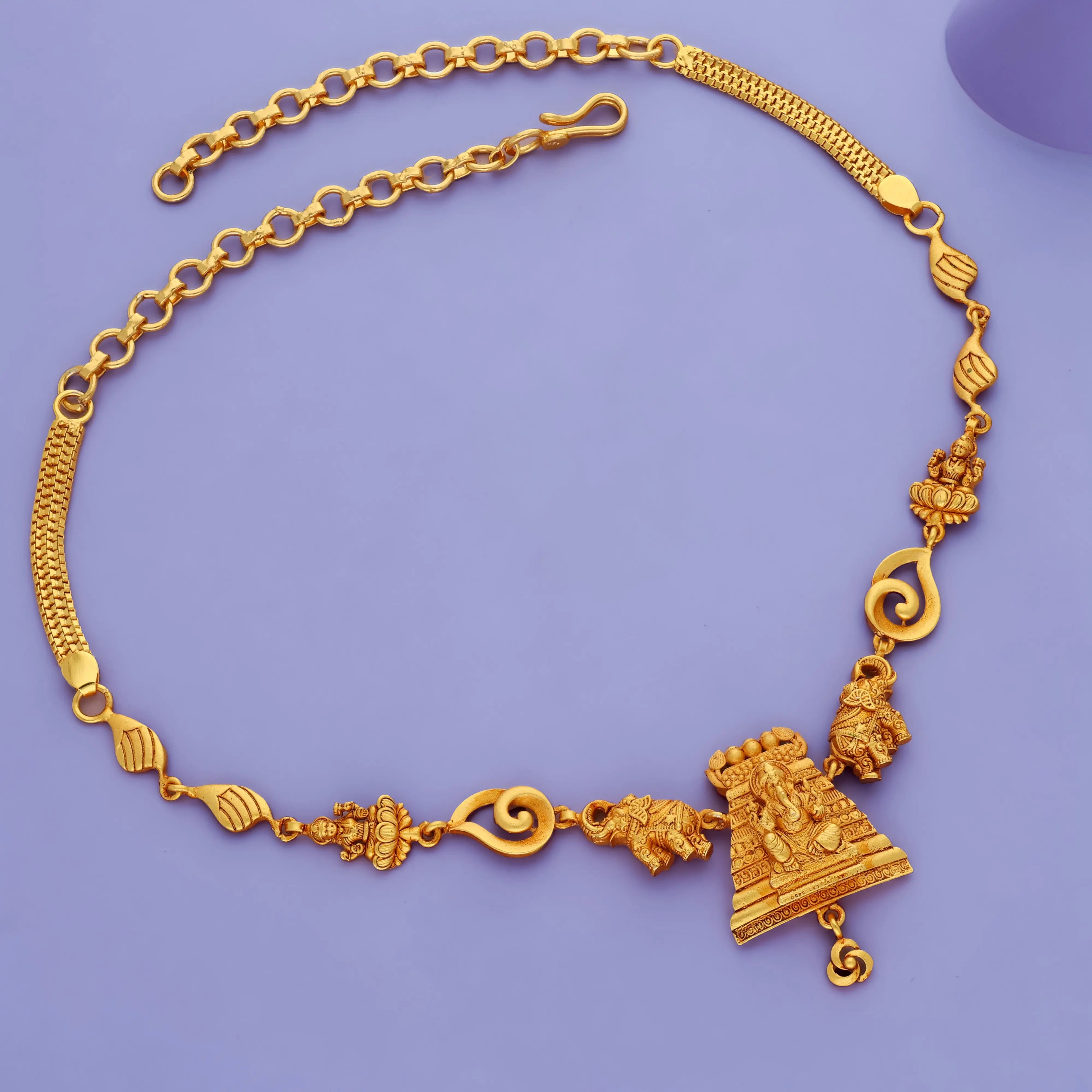 Vinayakar Gopuram 925 Sterling Silver Adjustable Necklace