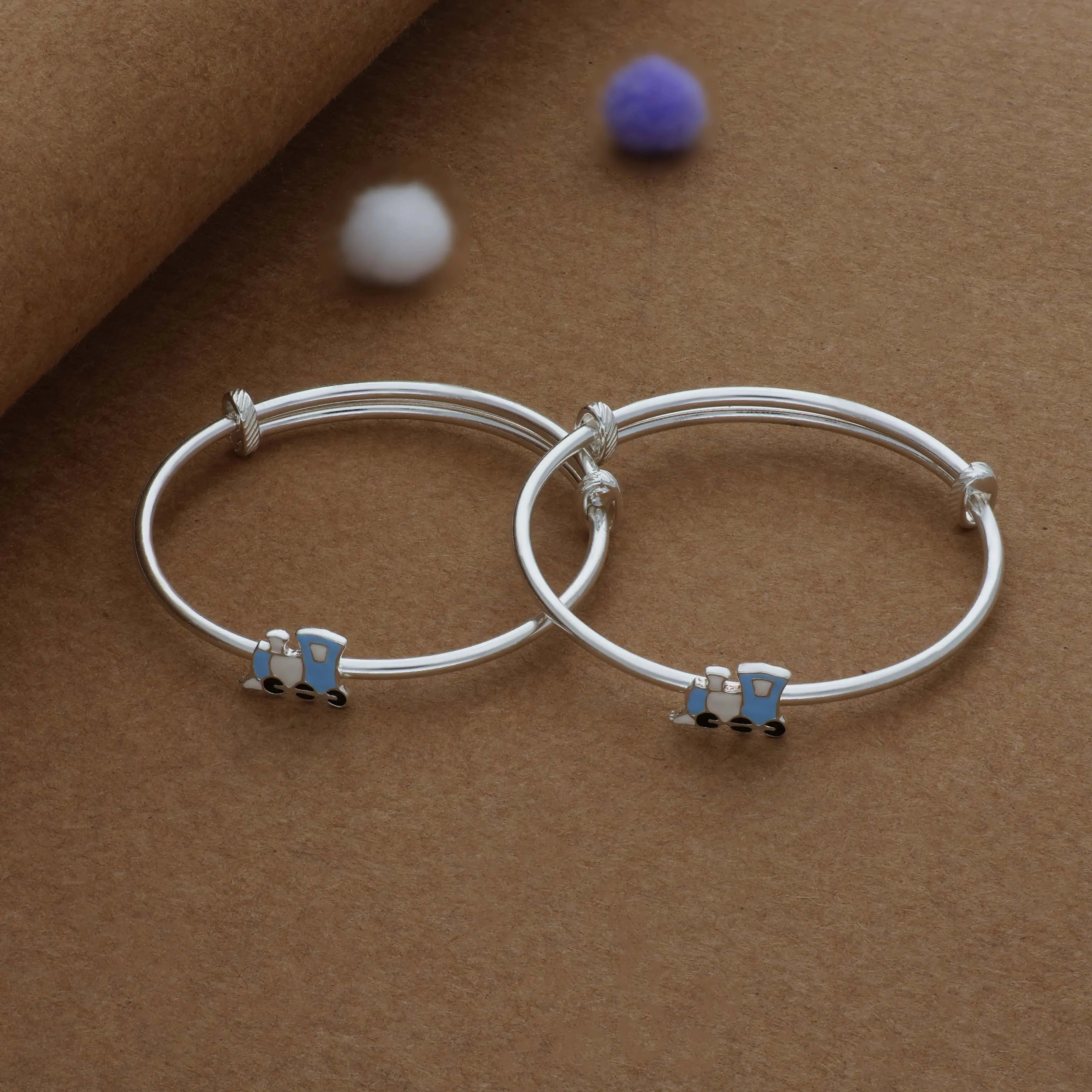 Playtime Express Silver Kids Bangles (0-5 Years) | 925 Hallmark | Daily Wear Gift for Kids