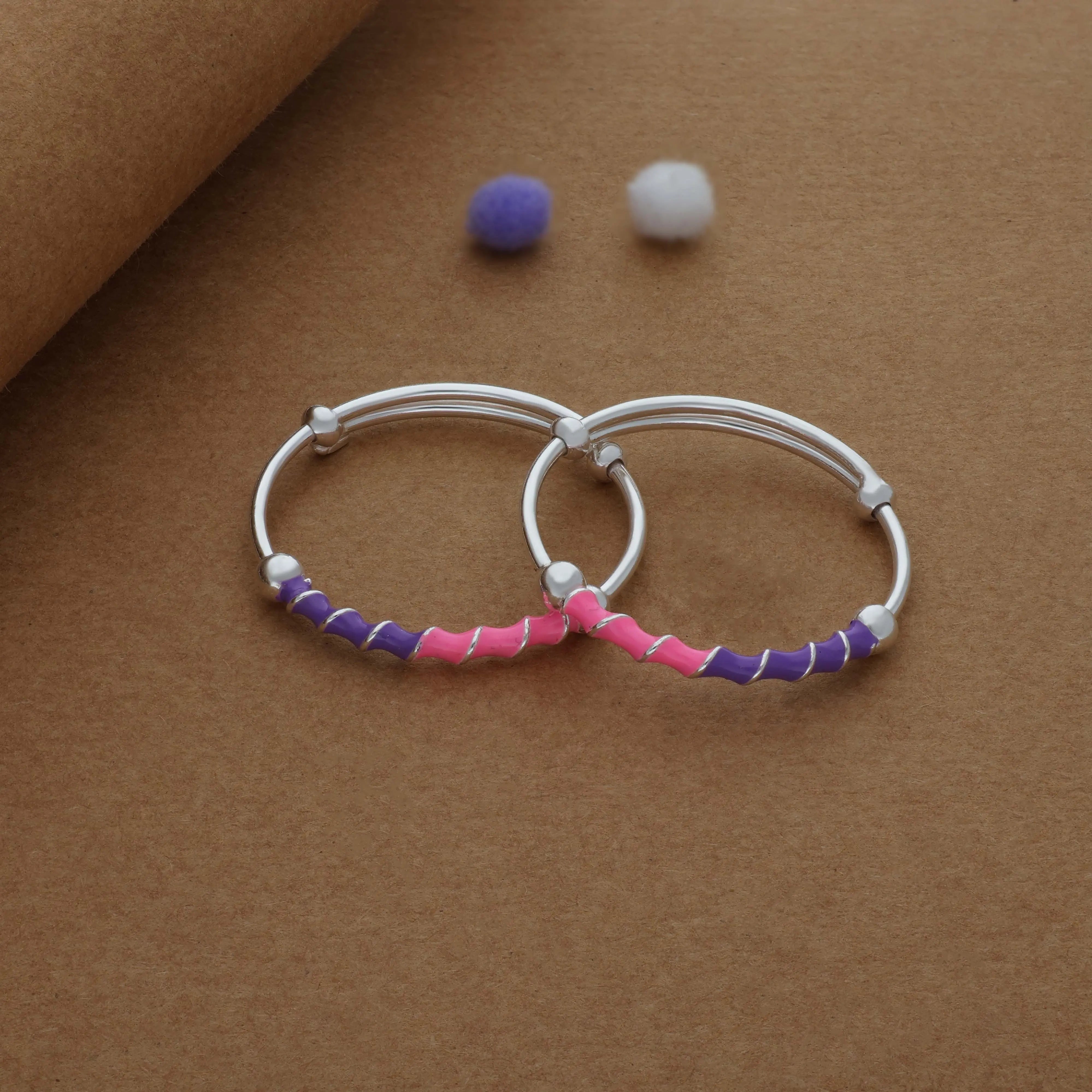 Rainbow Twist 925 Silver Kids Bangles(0-3 Yrs)