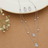 Layered Silver Pendant Set For Women & Teen