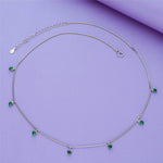 Green Heart 925 Silver Charm Chain Necklace