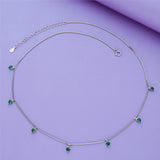 Green Heart 925 Silver Charm Chain Necklace