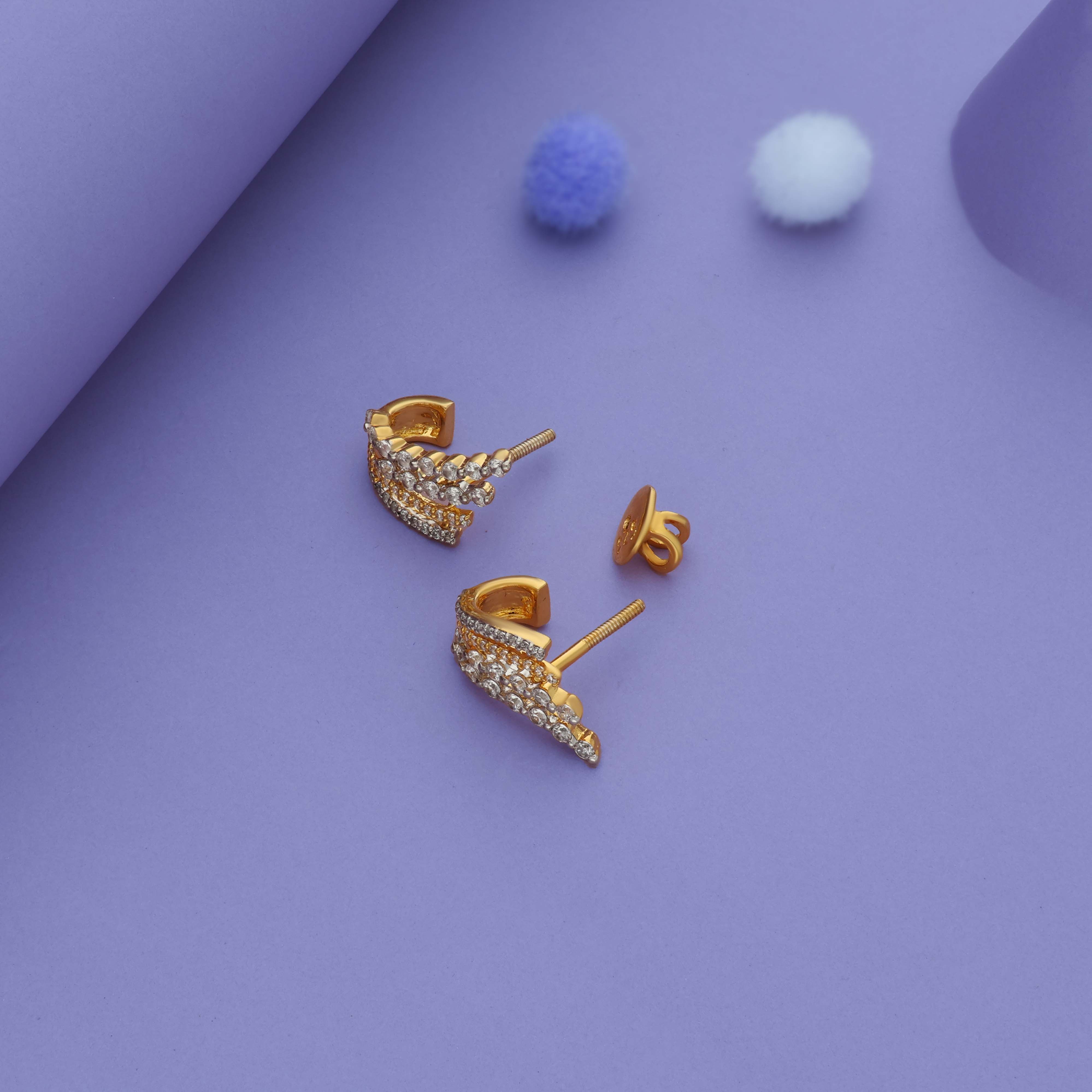 Royal Arc Gold Polish 925 Silver J Type Earring