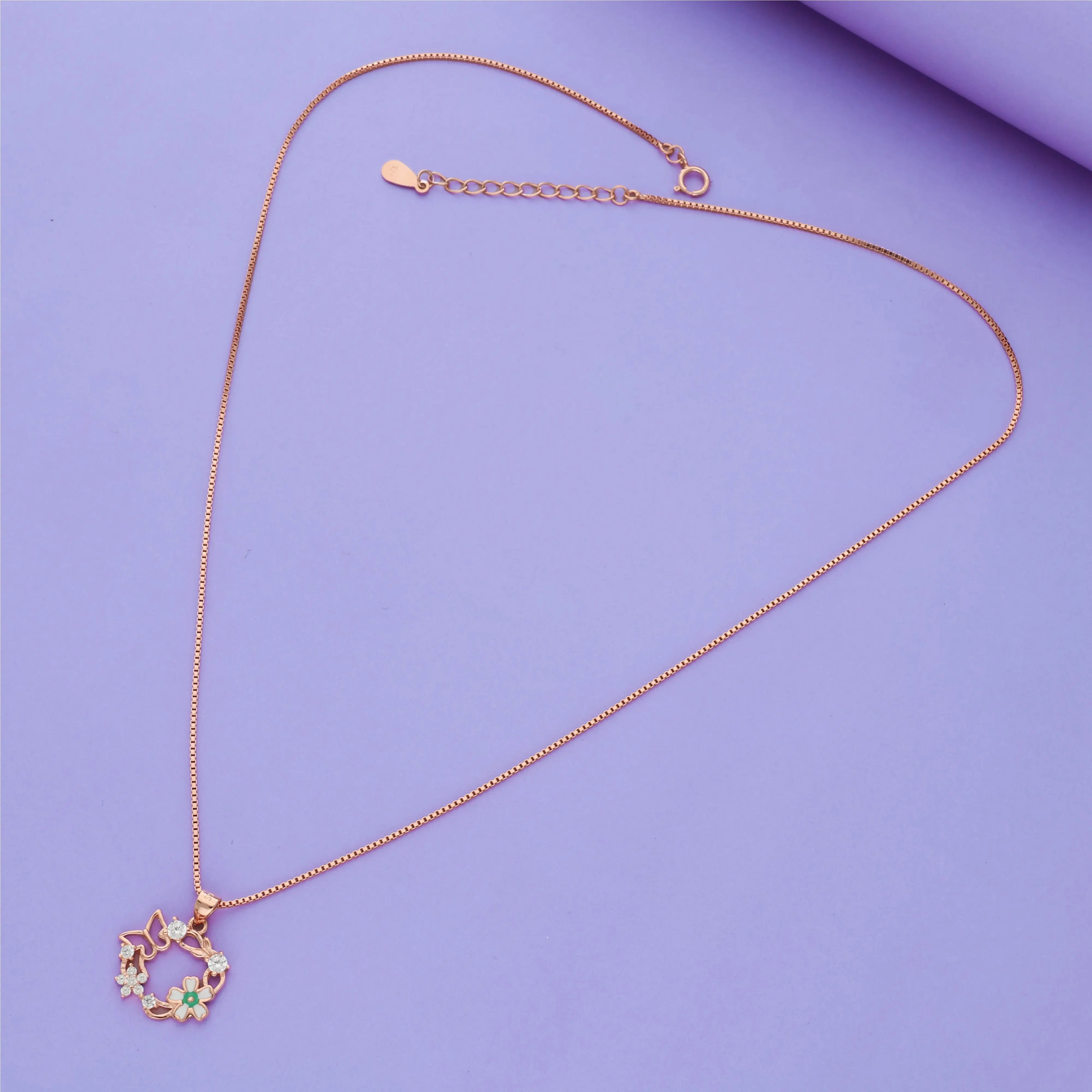 Floral Heart 925 Silver Chain Necklace