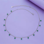 Classic Green Stone 925 Silver Charm Necklace