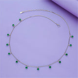 Classic Green Stone 925 Silver Charm Necklace