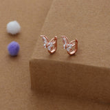 Elegance Wing Rose Gold Polish 925 Silver Women Hoop Earring