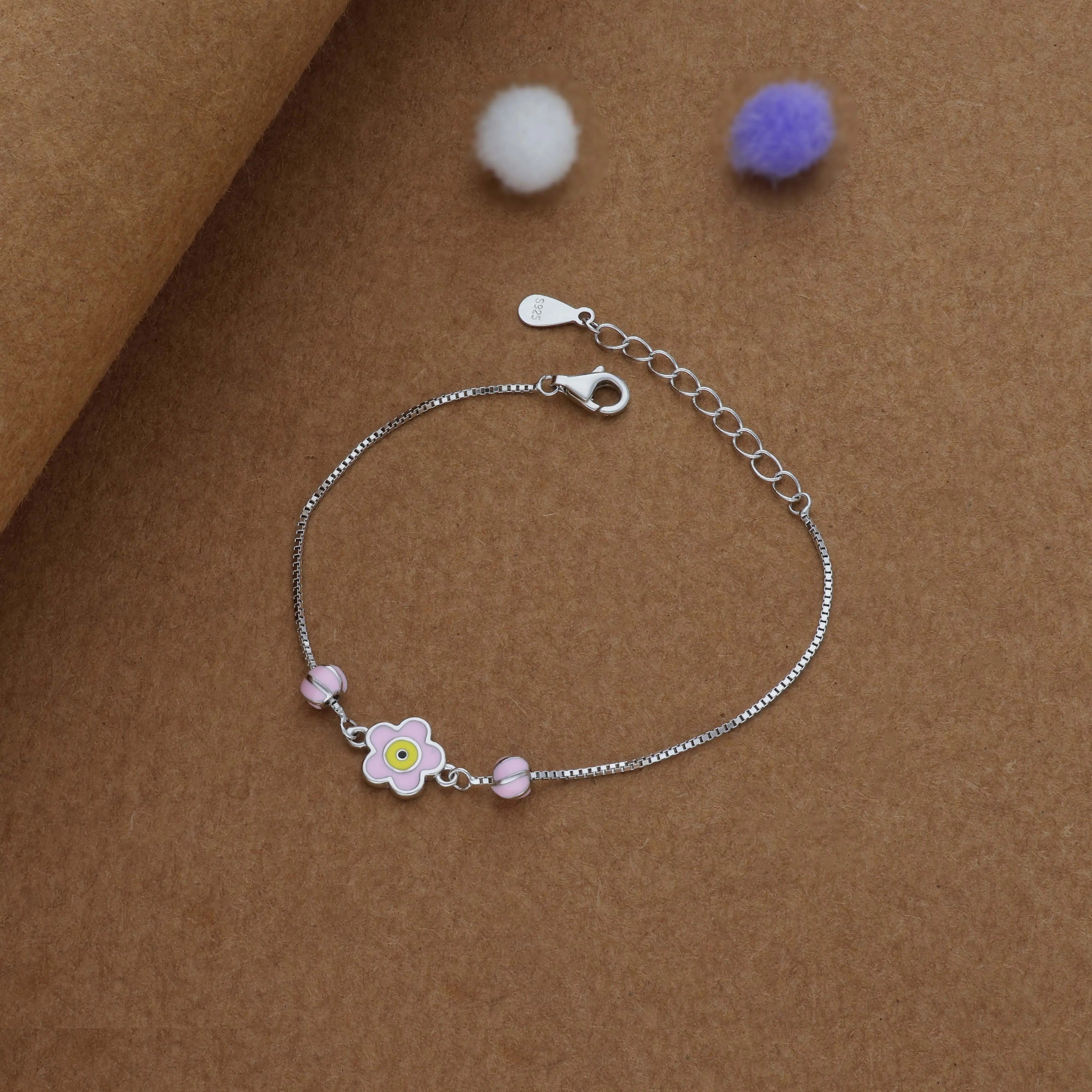 Cute Floral Glow Kid 925 Silver Bracelet(1-7 Yrs)