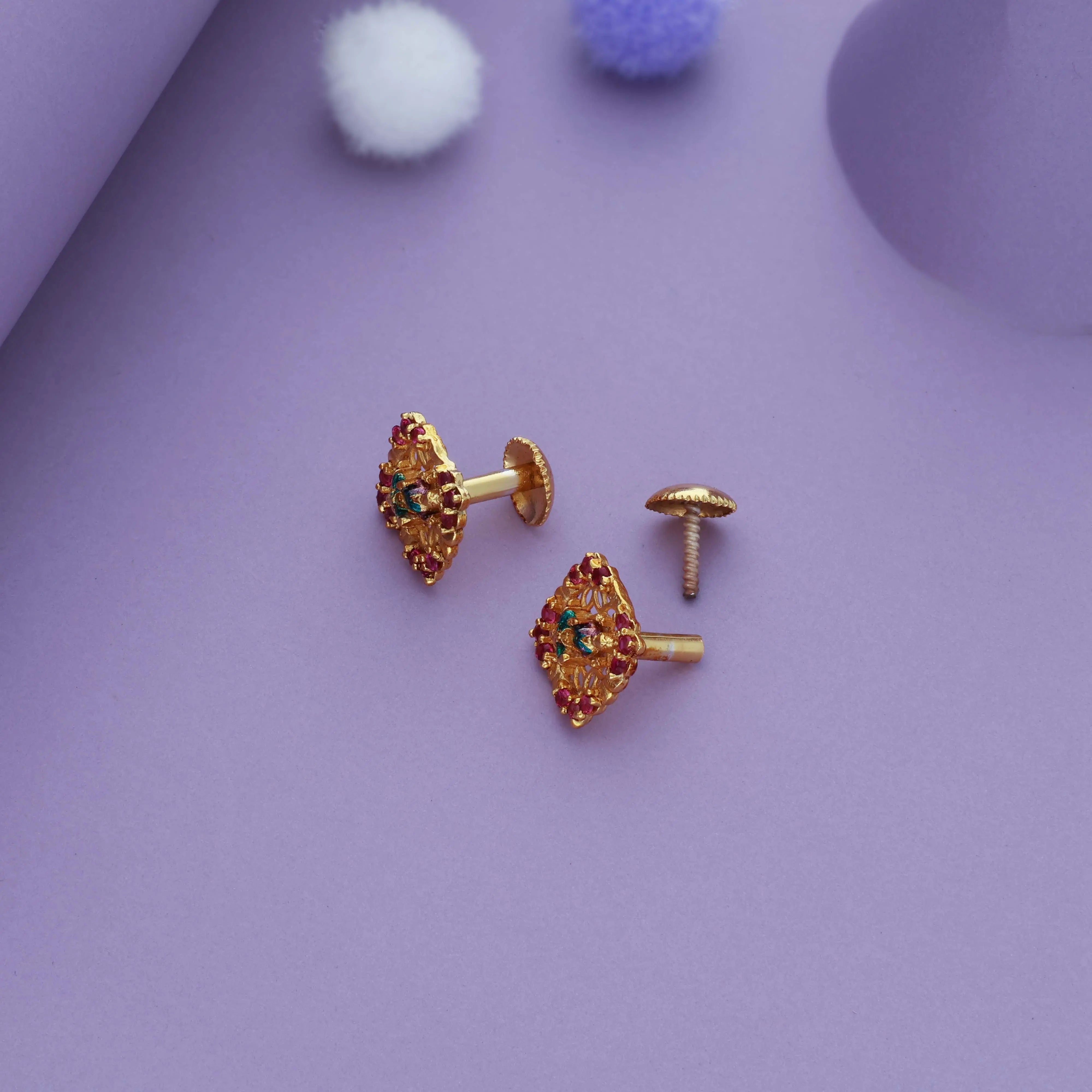 Nitya-Jyoti Traditional 925 Gold Polish Silver Kid Earring