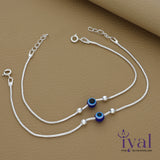 Lovable Evil Eye Silver Anklet for Kids (5 to 7 yrs)