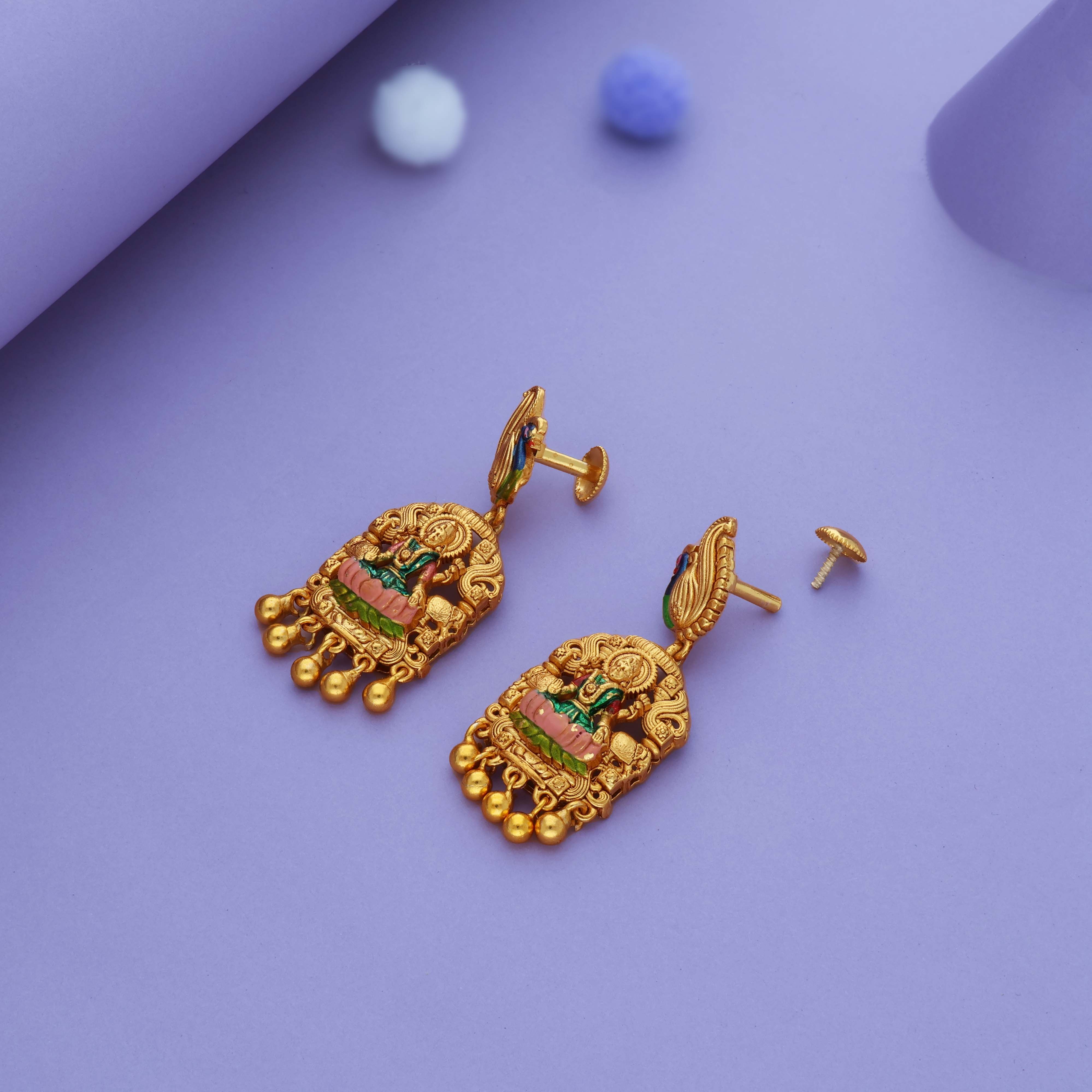 Mayura Mandap 925 Gold Polish Traditional Jhumka