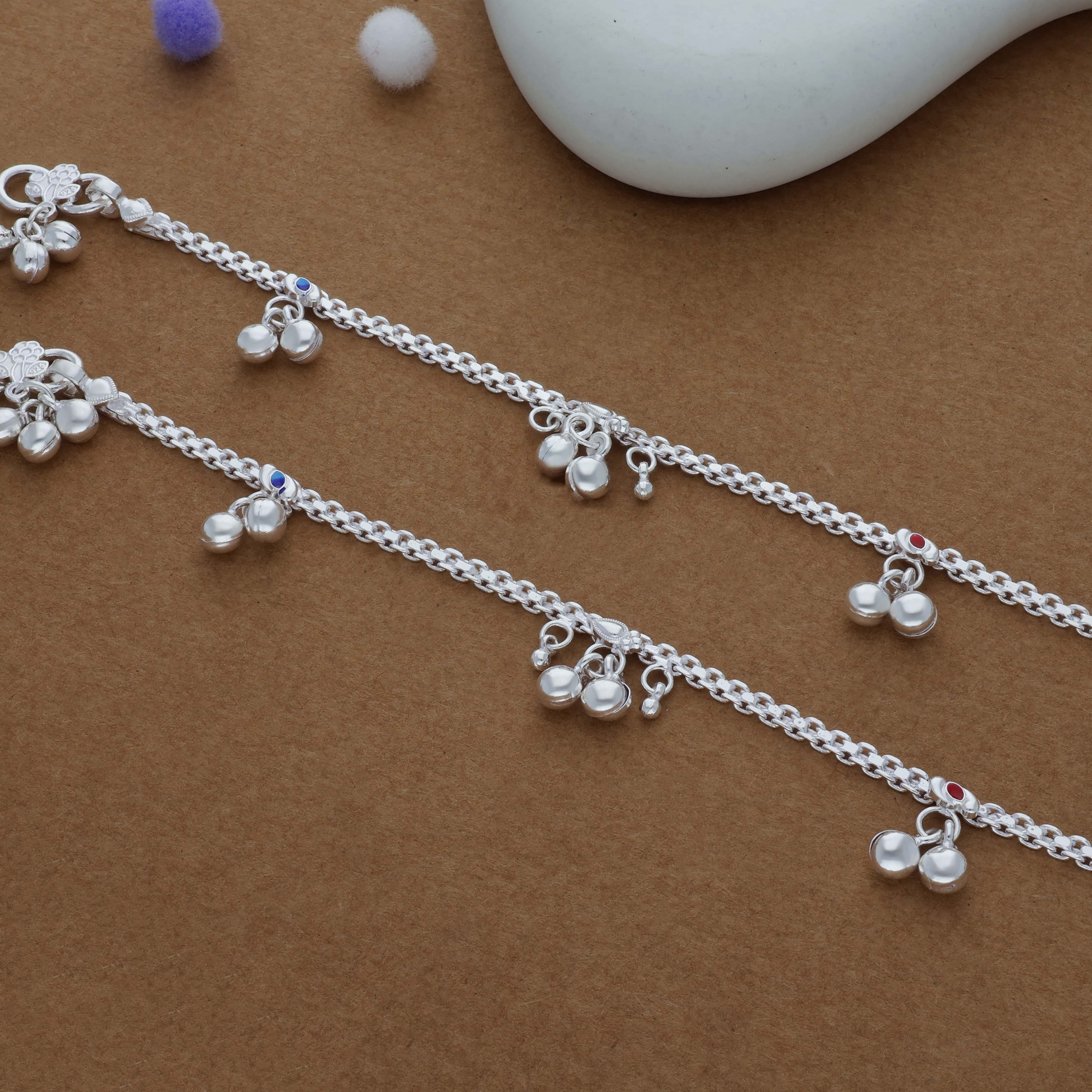 Giggle Bells Traditional 925 Silver Kid Anklet(3-4 Yrs)