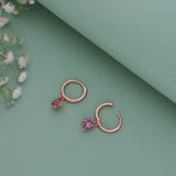 Sweet Flower 18K Rose Gold Polish Silver Hoop (5+ Yrs)