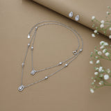 Shimmering Double Layer Silver Necklace Set