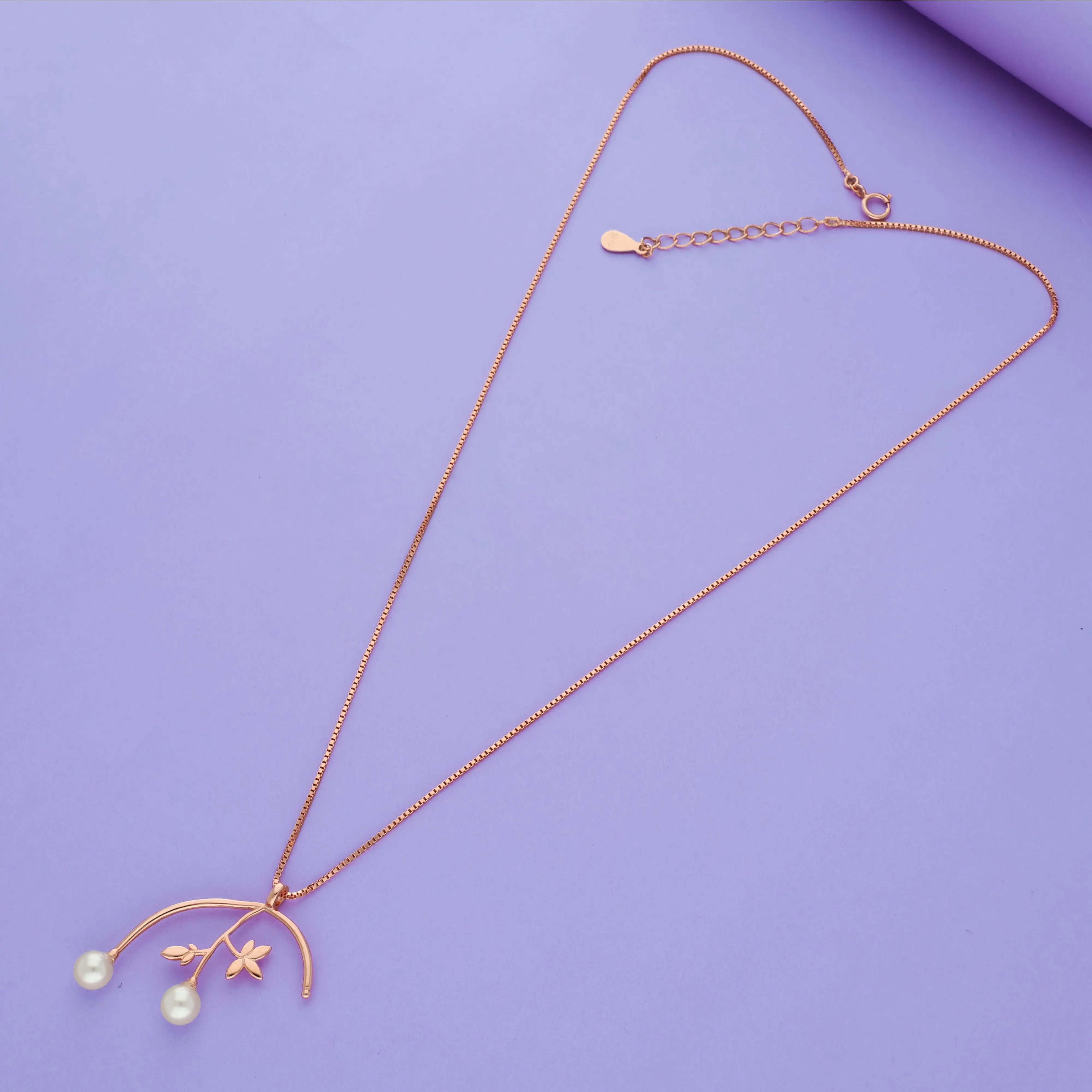 Pearl Blossom Branch 925 Silver Charm Necklace