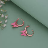 Pretty Butterfly 18K Rose Gold Polish Silver Hoop (5+ Yrs)
