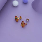 Antique Rhombus Petal Traditional 925 Gold Polish Silver Kid Earring