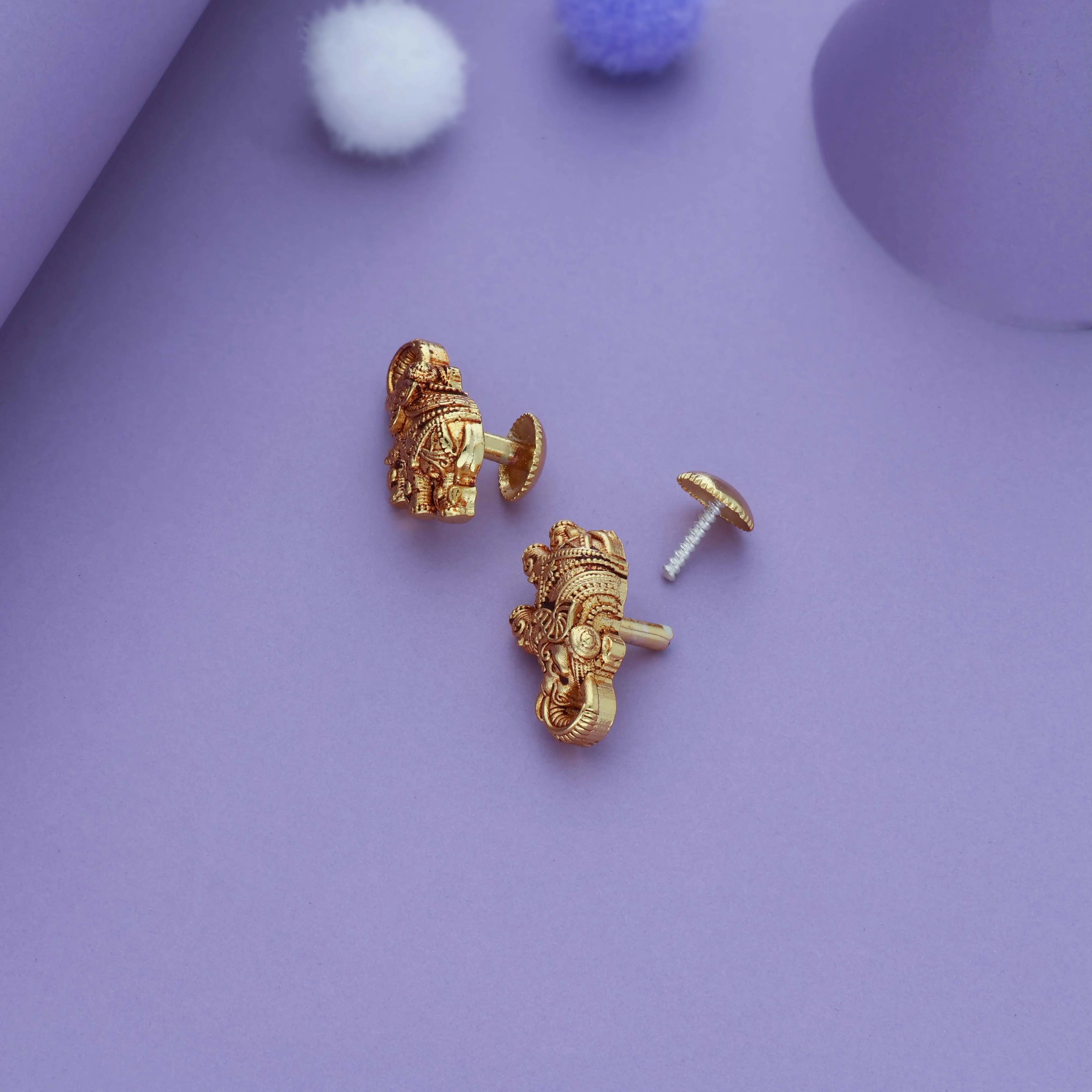 Airavata Traditional 925 Gold Polish Silver Kid Earring