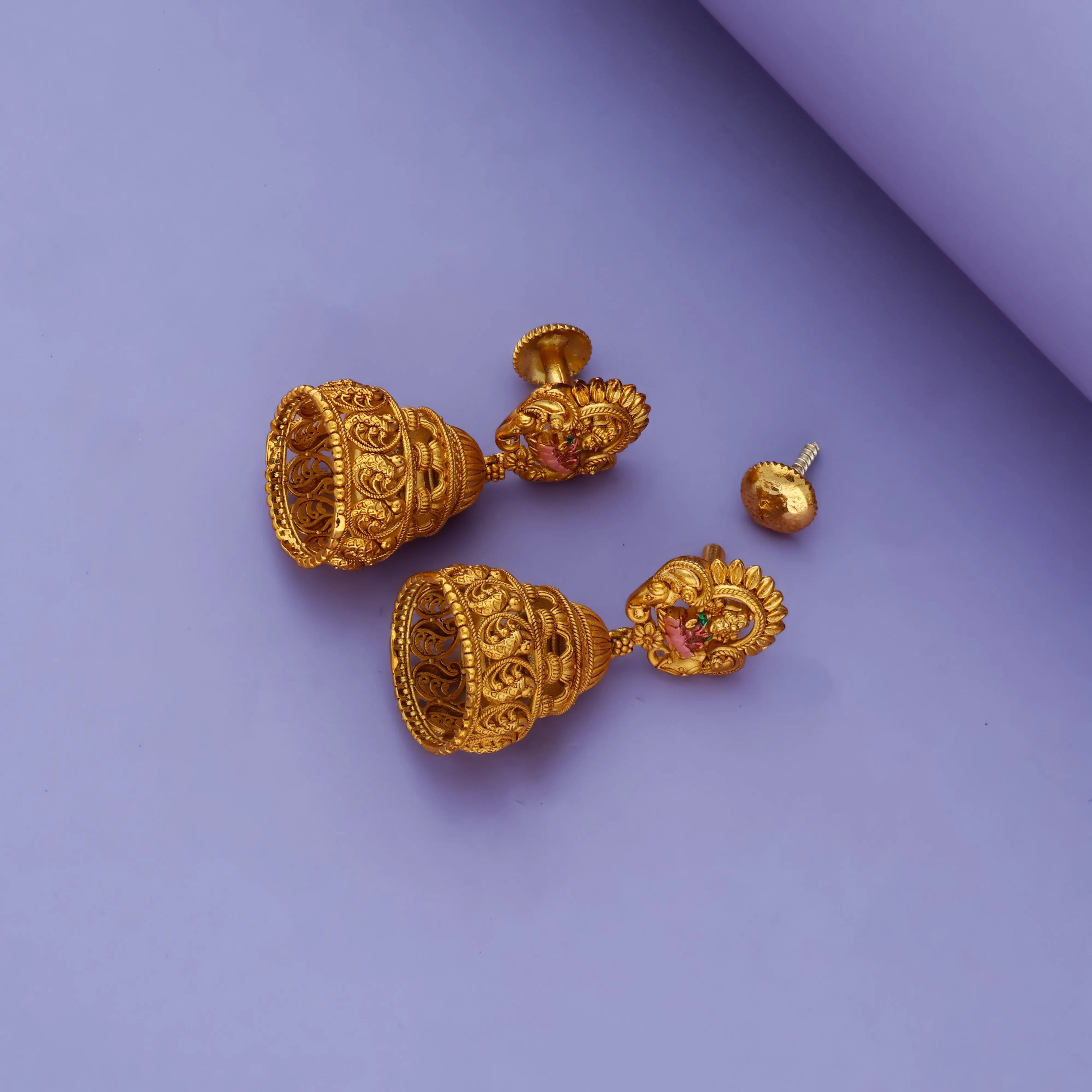 925 Sterling Silver Traditional Lakshmi Temple Jhumkas
