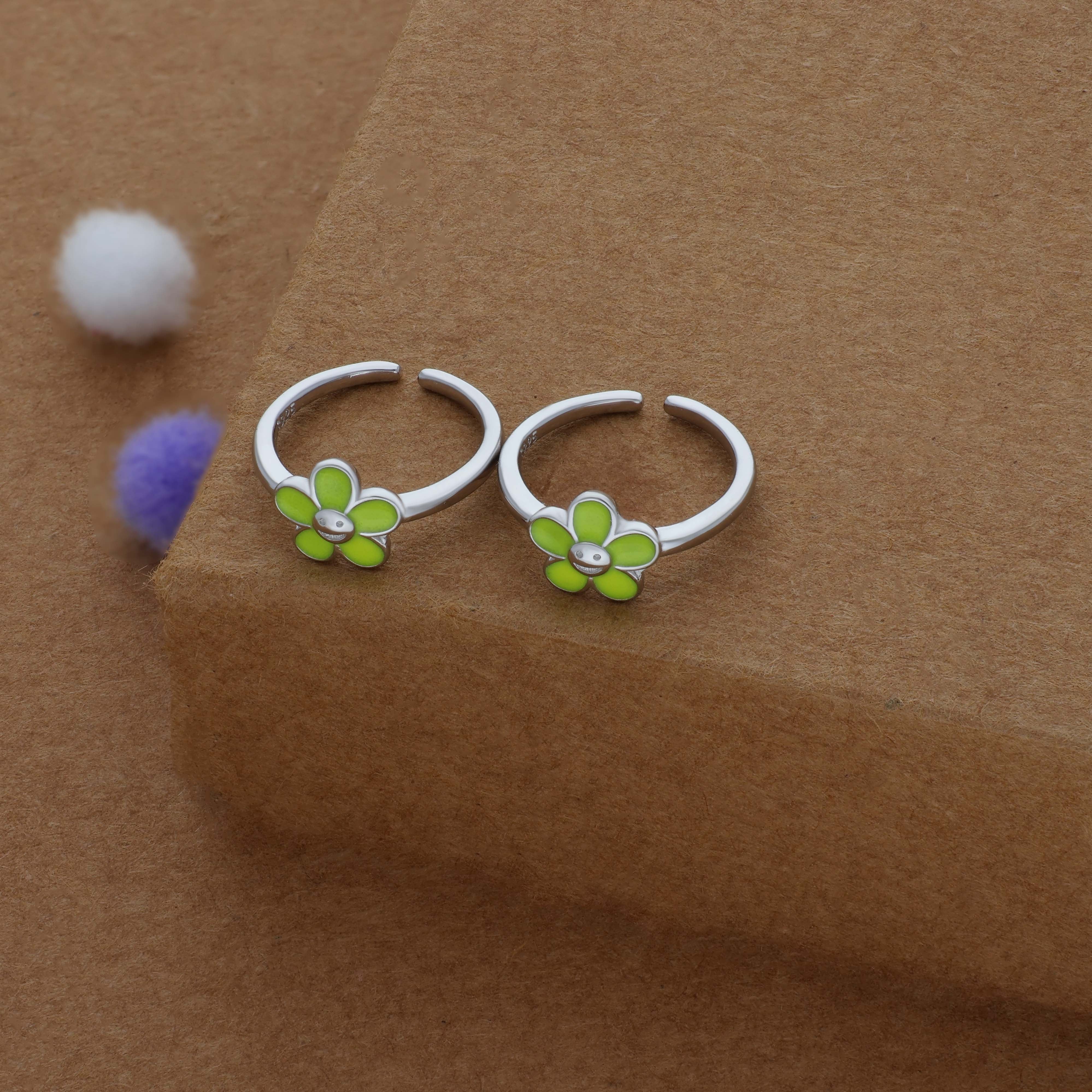 Lime Blossom Adjustable 925 Silver Fancy Toering