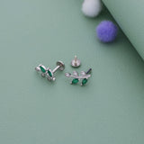Green Leaf Branch 925 Silver Stud for Kids & Teen(8+ Yrs)
