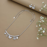 Charming Butterfly Heart Silver Necklace Set