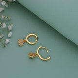 Floral Dazzle 18K Rose Gold Polish Silver Hoop Earrings