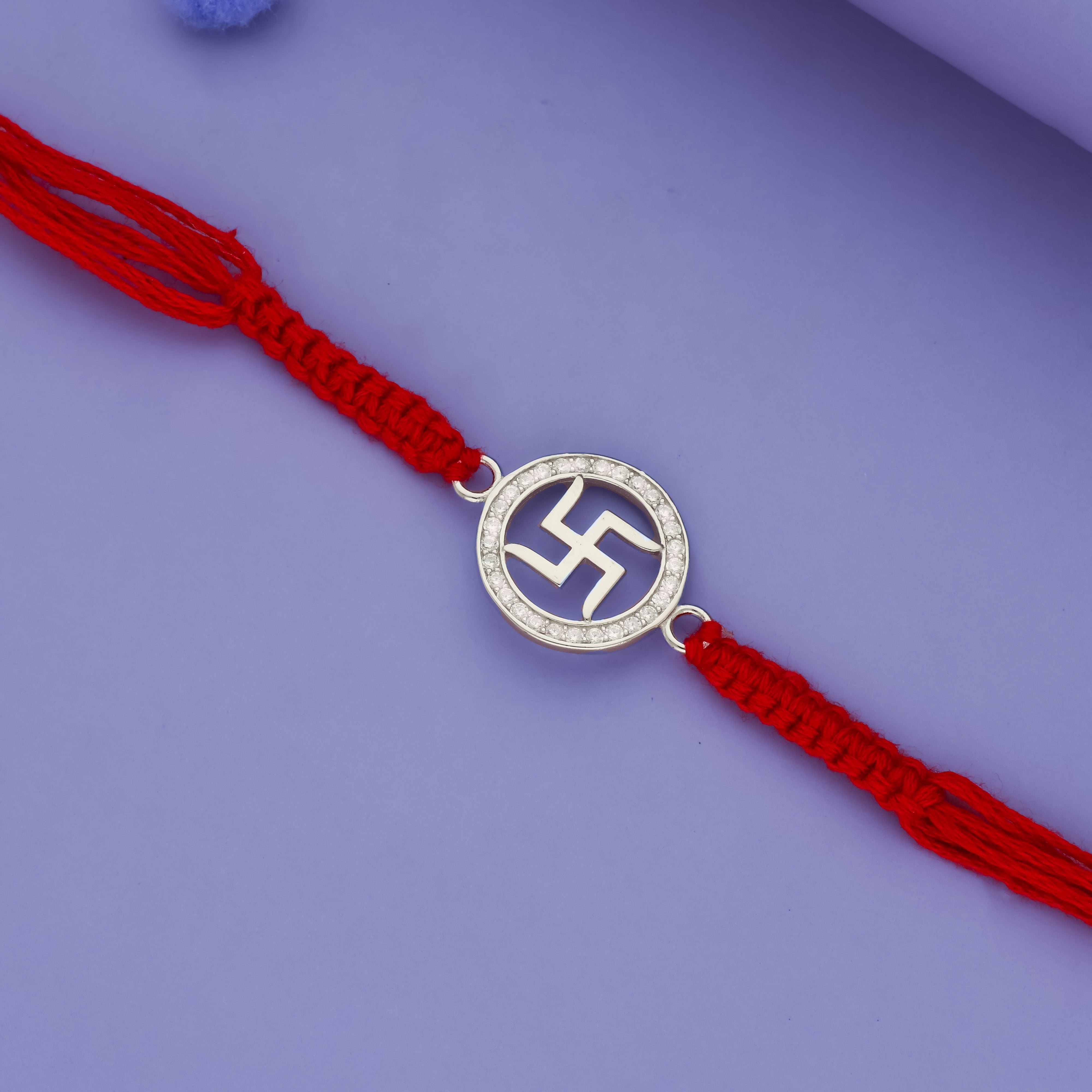 Swastik 925 Sterling Silver Rakhi