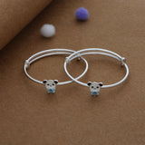 Candy Bloom Cuffs Silver Kids Bangles (0-5 Years) | 925 Hallmark | Daily Wear Gift for Kids