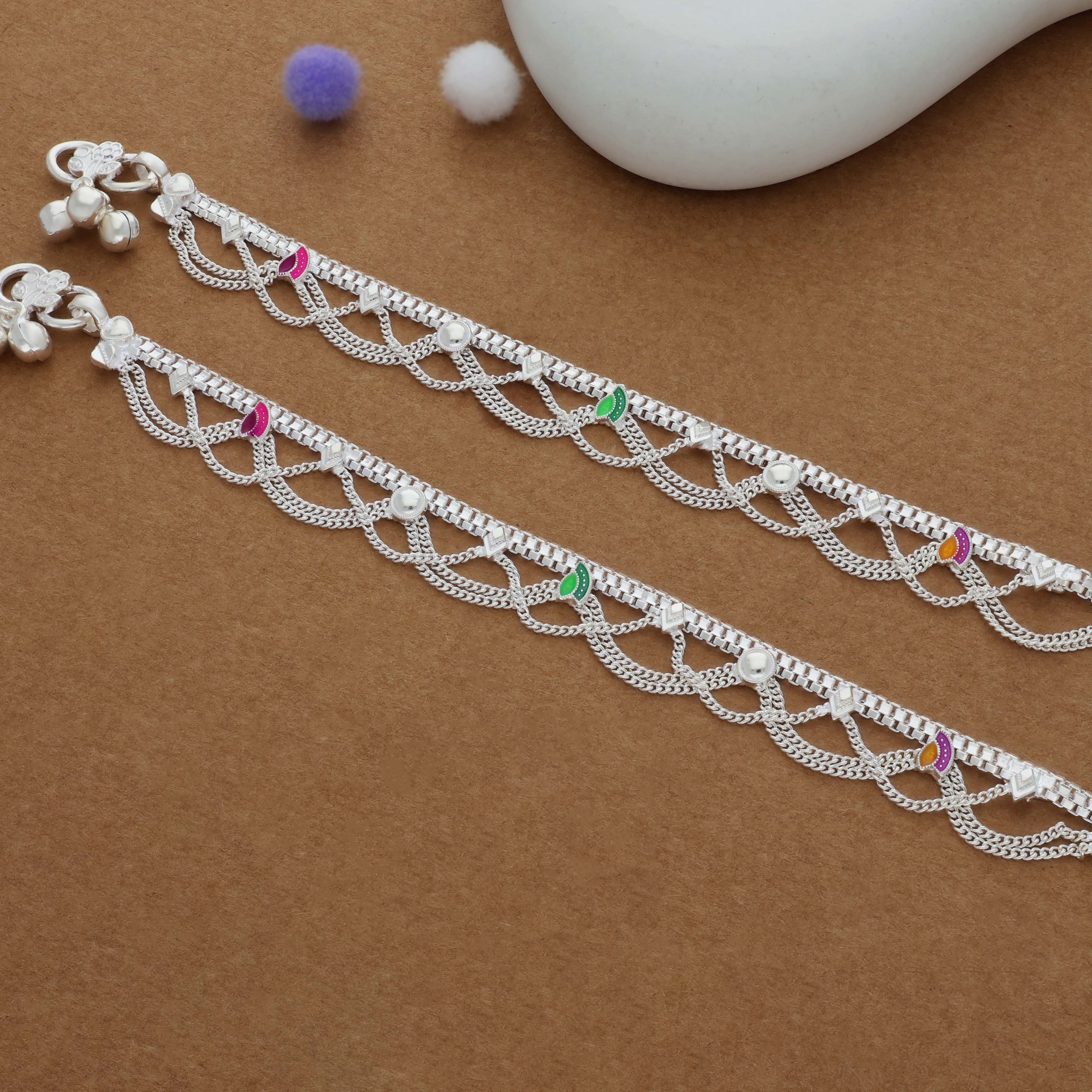 Jingle Pop Traditional 925 Silver Kid Anklet(3-4 Yrs)
