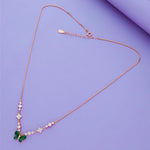 Rose Gold Green Butterfly Charm Necklace