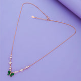 Rose Gold Green Butterfly Charm Necklace