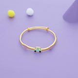 Lovely Mini Ride Gold Polish 925 Kid Silver Bangles(0-5 Yrs)
