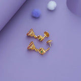 Square Sparkle Gold Polish 925 Silver Jhumka