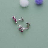 Maroon Leaf Branch 925 Silver Stud for Kids & Teen(8+ Yrs)