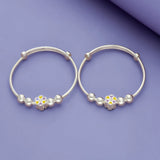 Yellow Flower Charm 925 Silver Kid Bangles