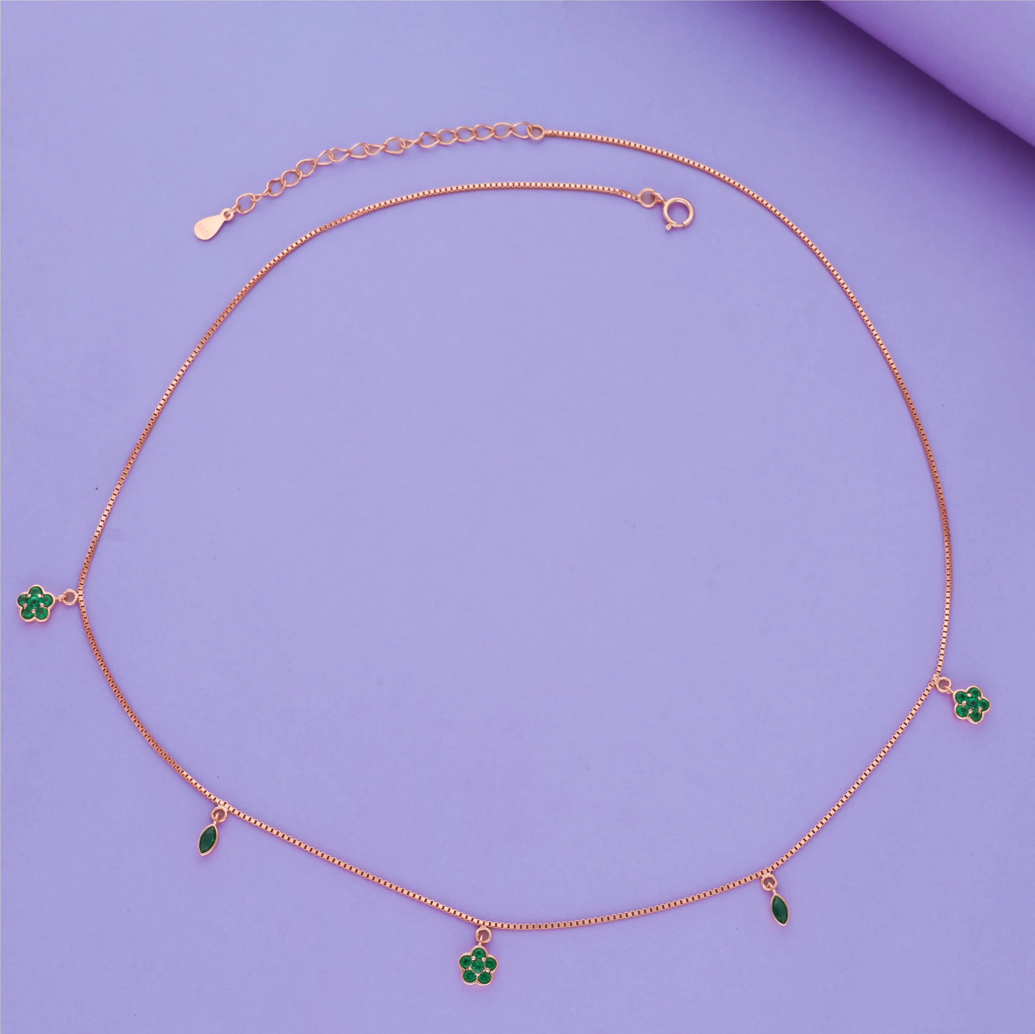 Lucky Clover Charm 925 Silver Chain Necklace