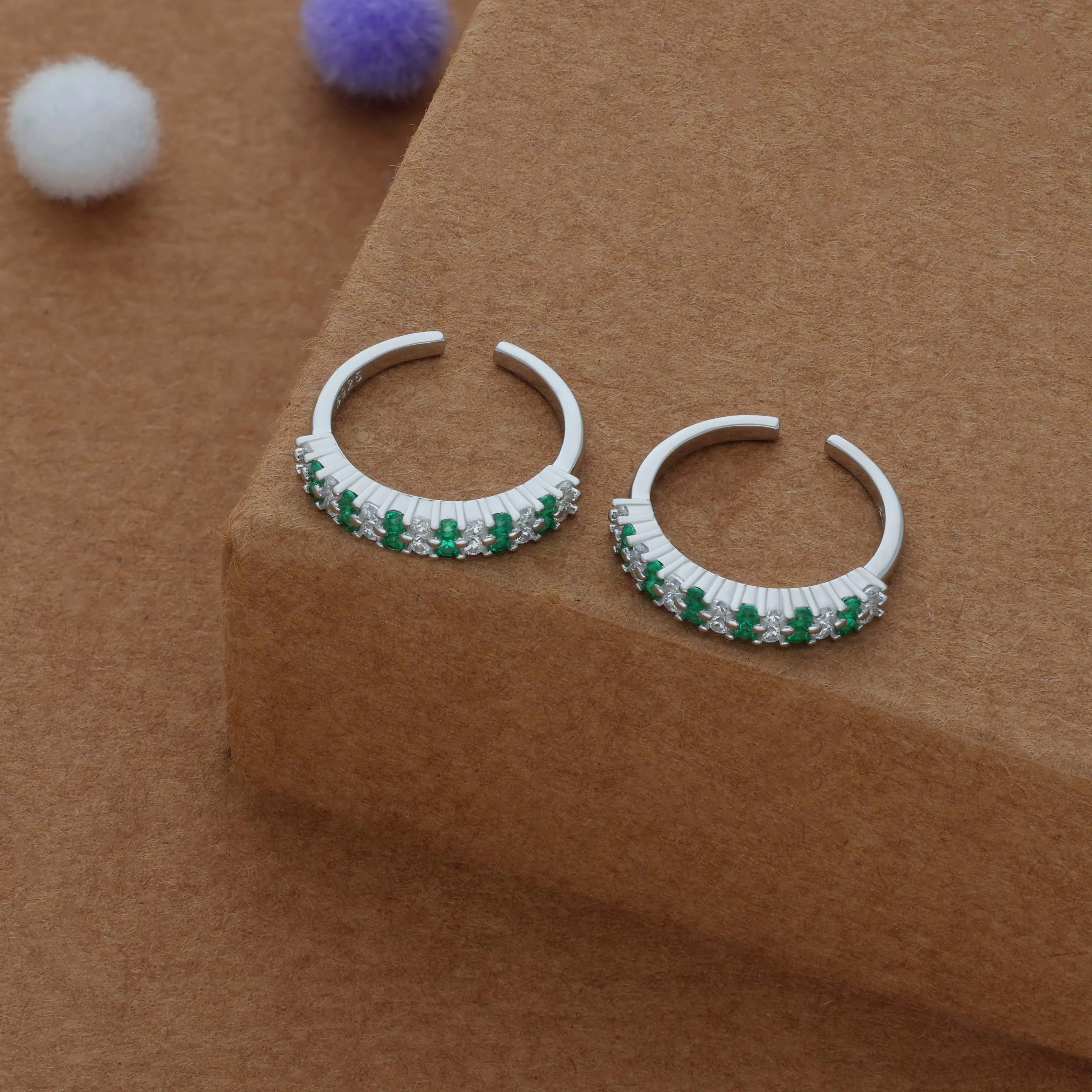 Green Dew Sparkle 925 Silver Toering